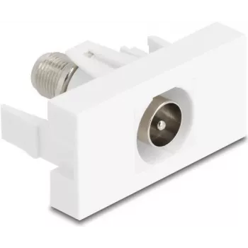 Kištukinis lizdas IEC / F DeLOCK 90828 Baltas 75 Ω Tiesus