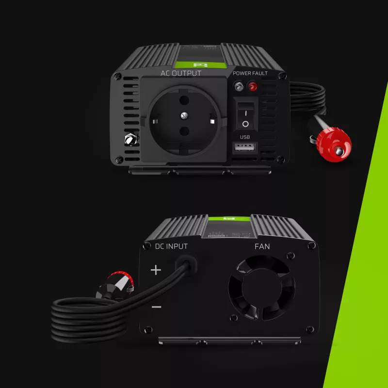 GREEN CELL automobilinis keitiklis 12V į 230V 150W/300W gryno sinuso