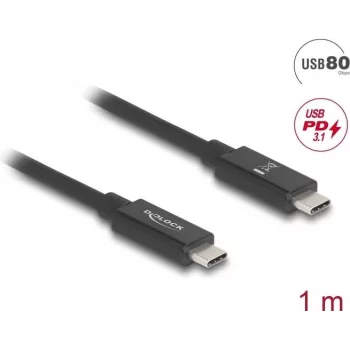 USB-C laidas DeLOCK 81211 1 m juodas 80 Gbit/s