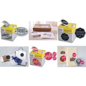 Lipnūs etikečių lapai Avery Promotion Labels 3845 – juodi stačiakampiai reklaminiai lipdukai