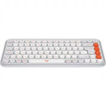 Logitech POP Icon Keys - belaidė klaviatūra - Bluetooth LE - QWERTY US International - Off White, oranžinė (920-013072)