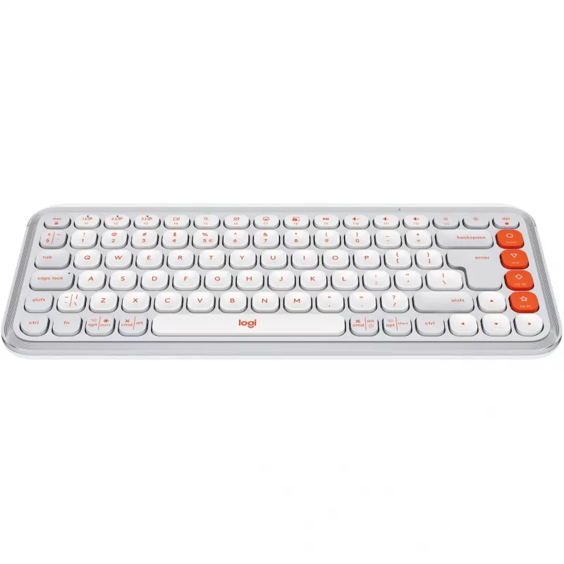 Logitech POP Icon Keys - belaidė klaviatūra - Bluetooth LE - QWERTY US International - Off White, oranžinė (920-013072)