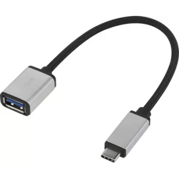 Renkforce RF-4888284 USB laidas 0,15 m 3.2 Gen 1 (3.1 Gen 1) USB C USB A juodas - sidabrinis (RF-4888284)