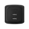 Vidinis AC greitasis įkroviklis Belkin WCH019kqBK — 2× USB‑C, juodas, OVP/OC/OT/SC apsauga