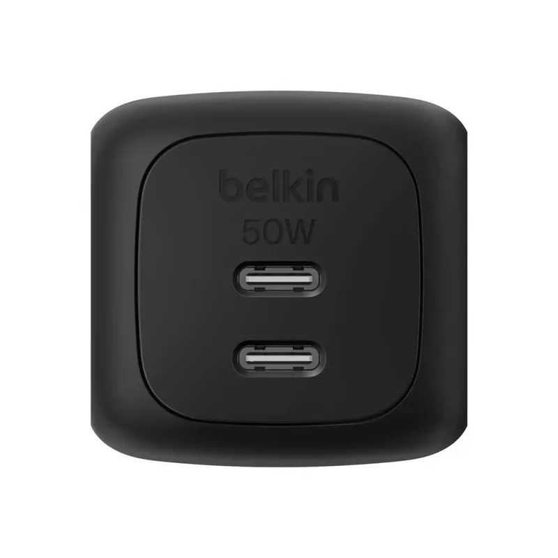 Vidinis AC greitasis įkroviklis Belkin WCH019kqBK — 2× USB‑C, juodas, OVP/OC/OT/SC apsauga