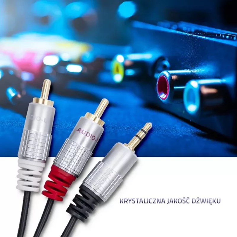 Qoltec 52340 garso laidas 2 m 2xRCA 3.5 mm juodas