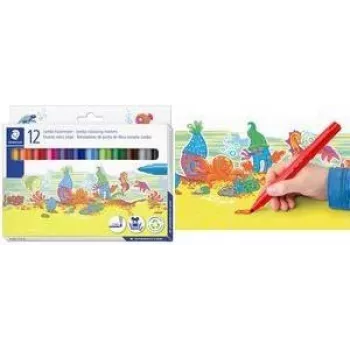 Staedtler Noris Jumbo 340 C12 flomasterių rinkinys – 12 spalvų vaikams