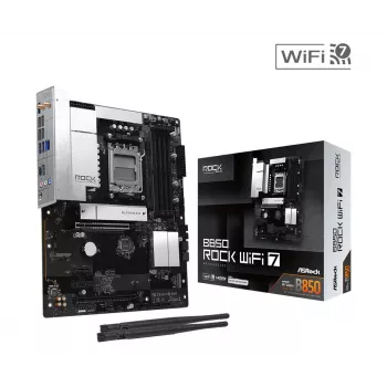 ASRock B850 Rock WiFi 7 pagrindinė plokštė, AMD Socket AM5, ATX, DDR5, Wi-Fi 7