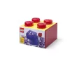 LEGO Storage Brick 4 laikymo dėžė su dangčiu, raudona permatoma