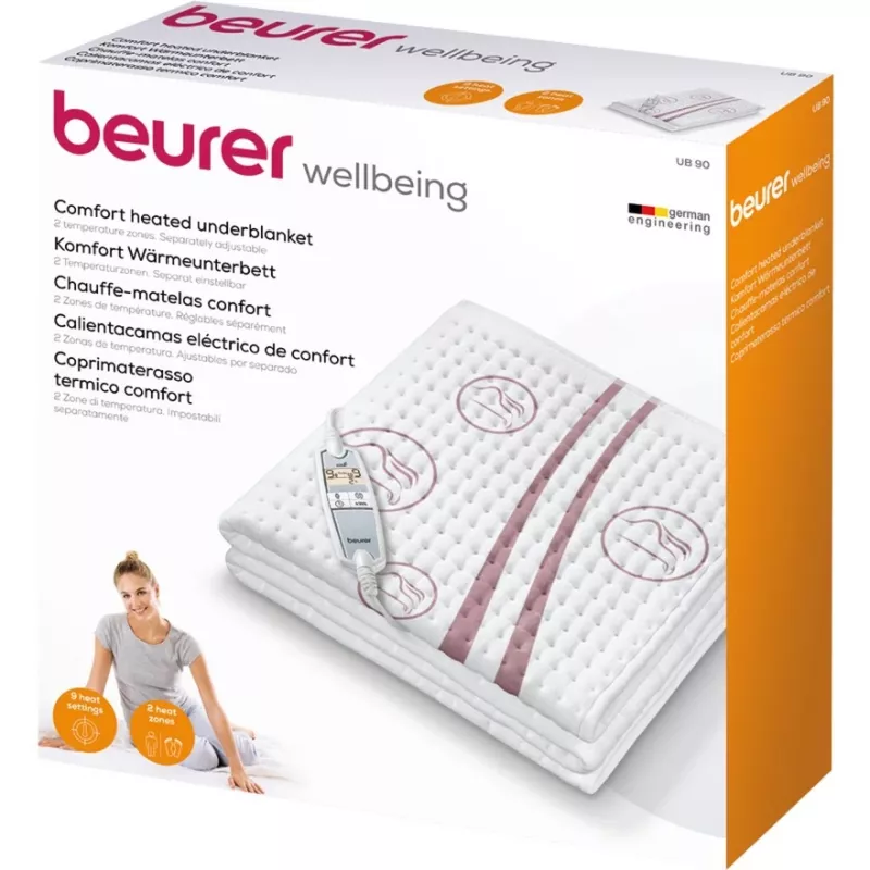 Šildomas paklotas Beurer UB 90, 80 x 150 cm, baltas