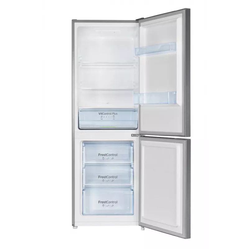 Šaldytuvas-šaldiklis AMICA FK2425.4UNTX(E) laisvai pastatomas 277 L bendras, apatinis šaldiklis 74 L, inverteris, sidabrinis, 1593×540×550 mm