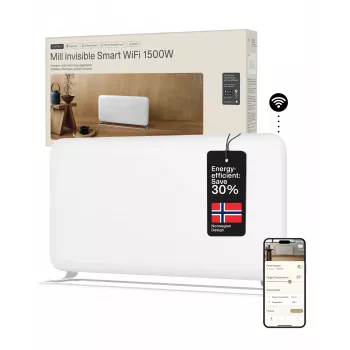 Mill WiFi Panelinis Šildytuvas | PA1500WIFI4A | 1500 W | Tinka iki 22 m² patalpoms | Baltas | IPX4
