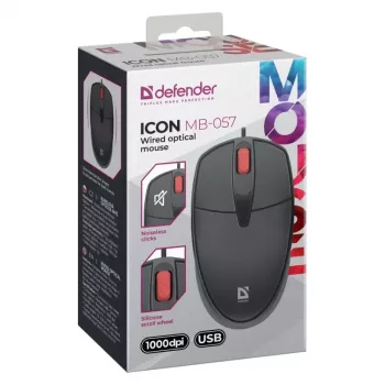 PELĖ DEFENDER ICON MB-057 OPTICAL 1000dpi 3P JUODA TYLUS SPUSTELĖJIMAS