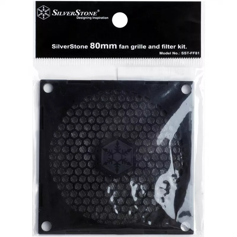 Grotelės ventiliatoriui Silverstone FF81 (80 mm, ABS, juodos)