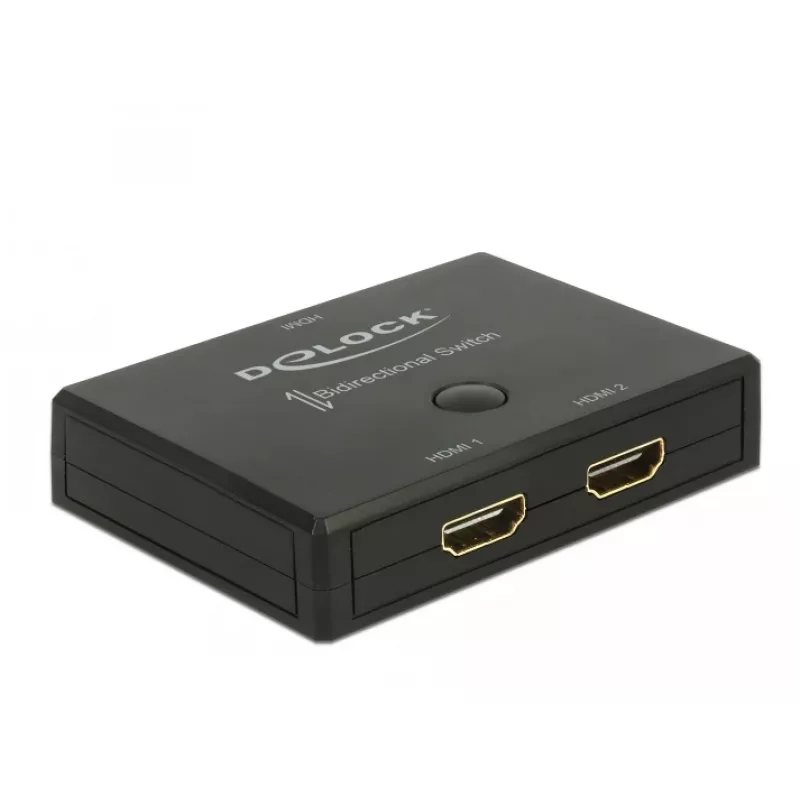 DeLock HDMI 2–1 jungiklis dvikryptis 4K 60 Hz – vaizdo/garso perjungiklis – 2 x HDMI – stalinis