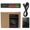 Eterneto PoE jungiklis QOLTEC 52289 — 4x RJ45 PoE prievadai, 2x RJ45 jungtis, 65W galios biudžetas