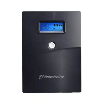 Nepertraukiamo maitinimo šaltinis PowerWalker VI 3000 SCL – linijinis-interaktyvus UPS 3 kVA / 1800 W, 230 V, 9 Ah baterija, LCD, bokštas, juodas