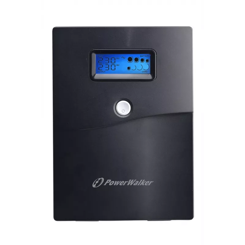 Nepertraukiamo maitinimo šaltinis PowerWalker VI 3000 SCL – linijinis-interaktyvus UPS 3 kVA / 1800 W, 230 V, 9 Ah baterija, LCD, bokštas, juodas