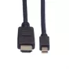ROLINE 11.04.5790 - Vaizdo ir garso kabelis - Mini DisplayPort (vyriškas) - HDMI (vyriškas) - 1 m - Ekranuotas - Juodas