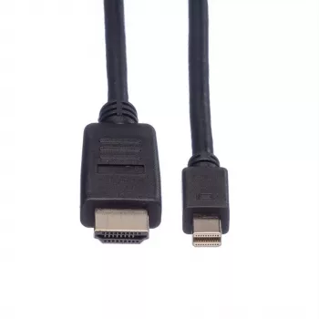 ROLINE 11.04.5790 - Vaizdo ir garso kabelis - Mini DisplayPort (vyriškas) - HDMI (vyriškas) - 1 m - Ekranuotas - Juodas