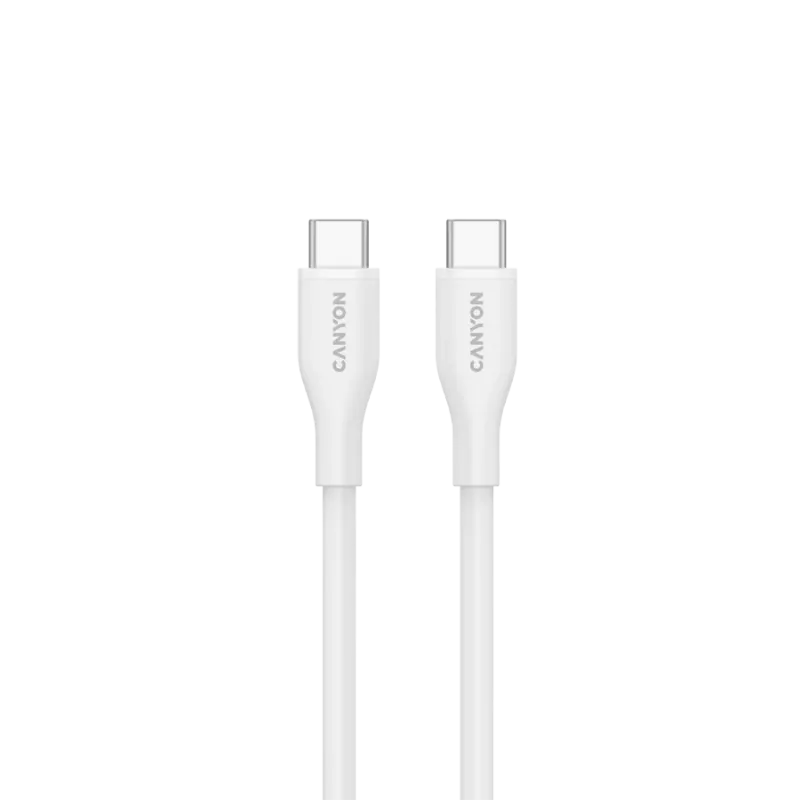 CANYON laidas CC60SC10 USB-C į USB-C 60W 1m Silikoninis Baltas