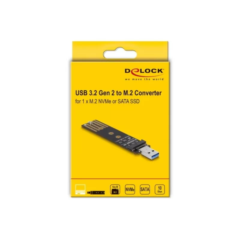 DeLOCK Combo keitiklis M.2 NVMe PCIe arba SATA SSD į USB 3.2 Gen 2 juodas