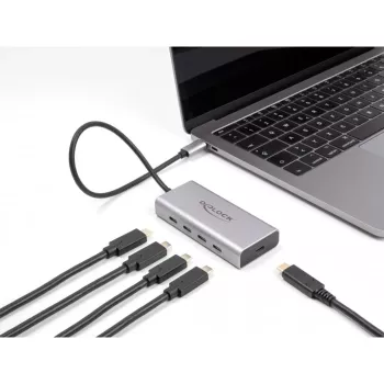 DeLOCK USB Hub 10 Gbps USB Type-C 4 prievadai PD 85W 30 cm kabelis