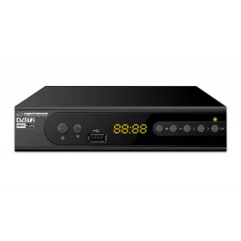 Set-top box ESPERANZA EV106R kabelinis imtuvas DVB-T2 / DVB-C HEVC H.265, HDMI, USB, PVR, Dolby Digital, 174–790 MHz, juodas