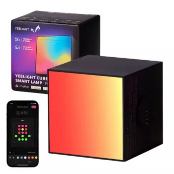 Protingas stalinis šviestuvas Yeelight Cube Black – Wi‑Fi/Bluetooth, daugiaspalvis, 75×75×75 mm, 100–240V