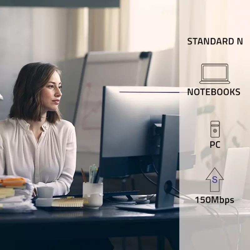 Belaidis USB mini Wi-Fi adapteris QOLTEC 57007 – vienos juostos 2.4 GHz, iki 150 Mbps, vidinė antena