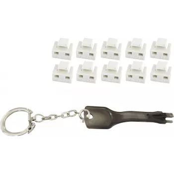 ShiverPeaks BS08-01036 RJ45 prievado užraktų rinkinys – 10 užraktų su vienu pagrindiniu raktu, balti