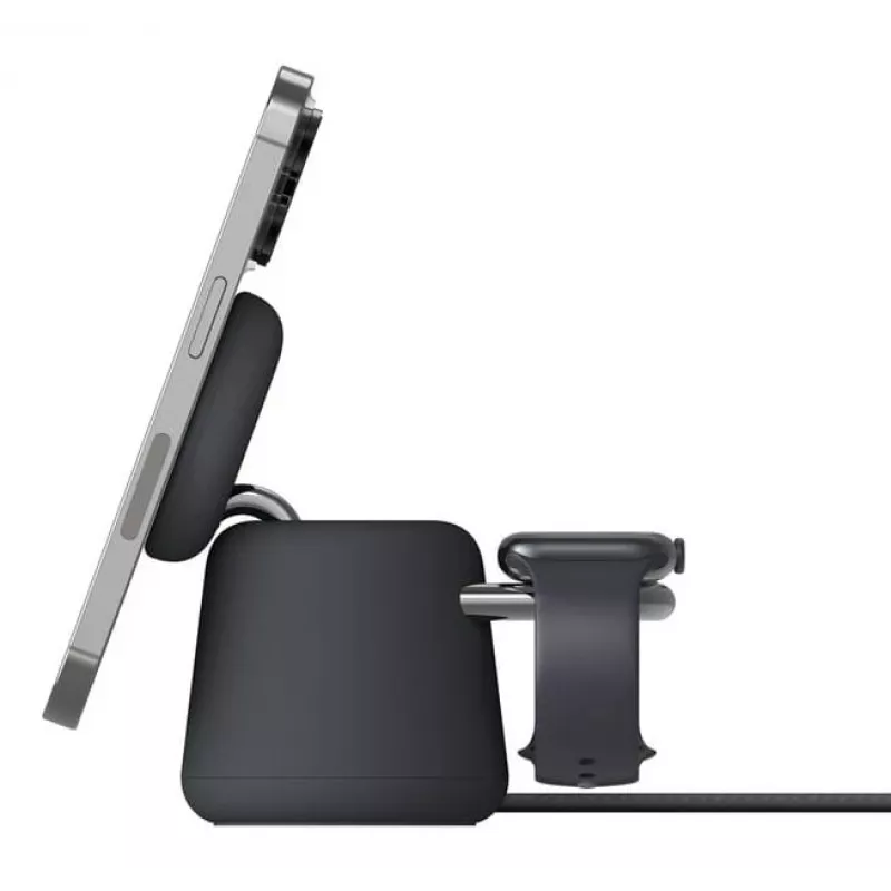 Belaidis įkroviklis Belkin WIZ027VFH36 2‑in‑1 magnetinis Qi2 15W, skirtas iPhone ir Apple Watch