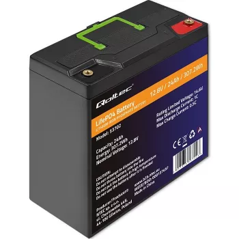 Qoltec 53702 LiFePO4 ličio geležies fosfato baterija | 12.8V | 24Ah | 307.2Wh | BMS