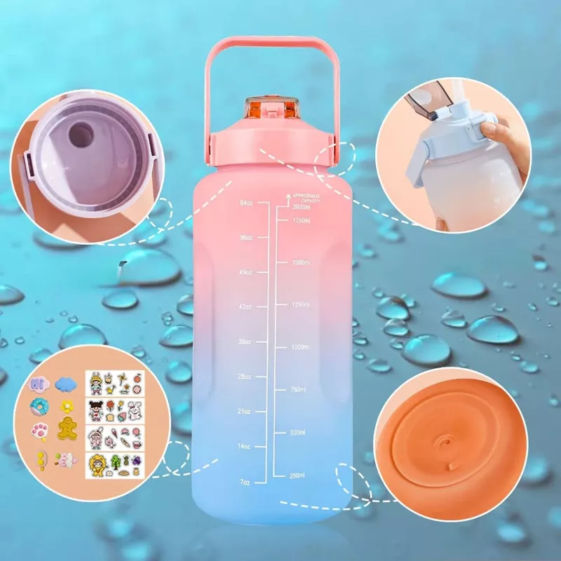Extralink Motyvacinis butelis, vandens butelis, 2000ml, Žalia-Violetinė, BUT-190