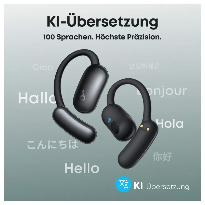 ANKER Soundcore AeroFit 2 AI black Open-Ear-Kopfhrer 35 Stunden Wiedergabezeit IP55 inkl. KI Assisent und bersetzung