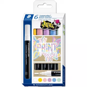 Staedtler Lumocolor 6 pastelinių spalvų akrilinių markerių rinkinys