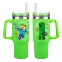 Paladone Minecraft žalias 900 ml izoliuotas puodelis su šiaudeliu