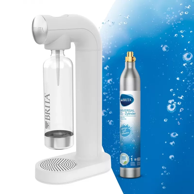 Gazuoto vandens butelis BRITA SodaONE White – 1 l, 60 l našumo, be BPA, 450×129×240 mm