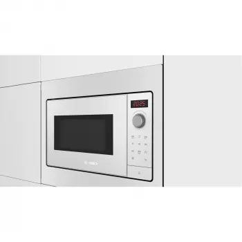 Įmontuojama mikrobangų krosnelė Bosch BFL523MW3, 800 W, 20 L, balta, liečiamas ir sukamas valdymas