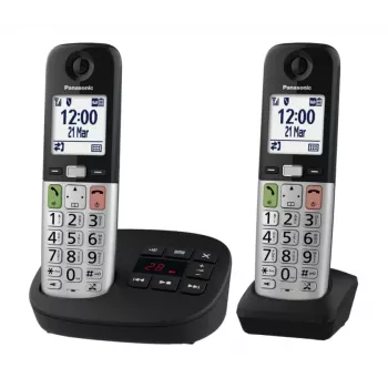 DECT belaidis telefonas Panasonic KX-TGU432 – 2 rageliai, skambučio numerio rodymas, 2,1 colio ekranas, juodas/sidabrinis