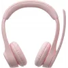 Logitech 981-001412 belaidės ausinės su mikrofonu, lankeliu, biurui/skambučių centrui, Bluetooth, rožinės spalvos