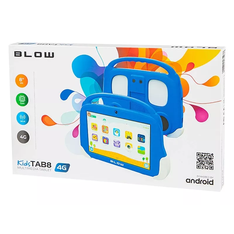 Planšetinis kompiuteris BLOW KidsTAB8 8 colių IPS HD Android 12, 1.6 GHz Octa-core T606, 4 GB RAM, 64 GB, LTE, MicroSD
