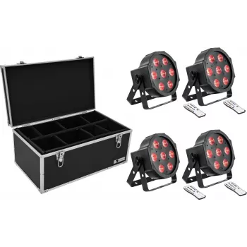 LED grindų šviestuvų rinkinys EUROLITE SLS-7 HCL 4x su transportavimo dėklu TDV-1