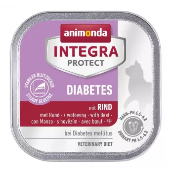 Šlapias kačių ėdalas Animonda Integra Protect Diabetes 100 g – jautiena, suaugusioms katėms, gliukozės reguliavimui, be grūdų ir cukraus