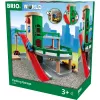 BRIO automobilių ir traukinių parkavimo bokštas su čiuožykla ir degaline