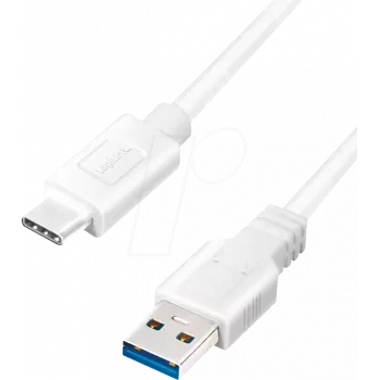 Logilink USB laidas - USB A (kištukas) į USB-C (kištukas) abipusis - USB 3.2 Gen 1 - 3 A - 15 cm - Baltas (CU0172)