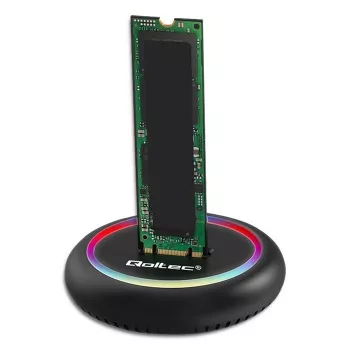 M.2 SSD dėklas QOLTEC 52275, skirtas SATA ir NVMe diskams, USB jungtis