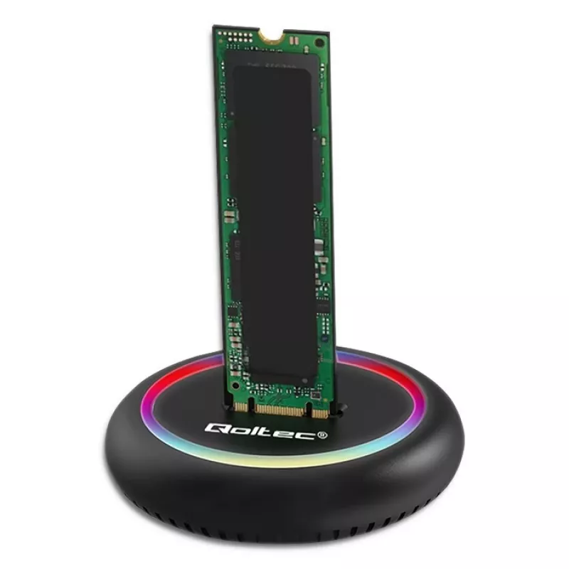 M.2 SSD dėklas QOLTEC 52275, skirtas SATA ir NVMe diskams, USB jungtis