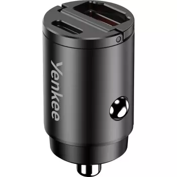 Automobilinis įkroviklis YENKEE CAR 02 Power Delivery 30W su USB-A ir USB-C prievadais