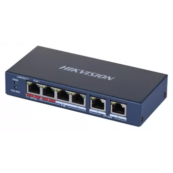 Hikvision DS-3E0106HP-E nevaldomas Fast Ethernet (10/100) PoE jungiklis, mėlynas